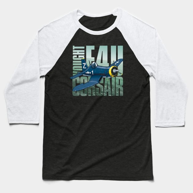 F4U Corsair Baseball T-Shirt by captainsmog